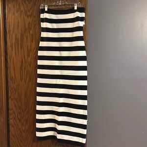 Black and white striped sweater midi tube dress